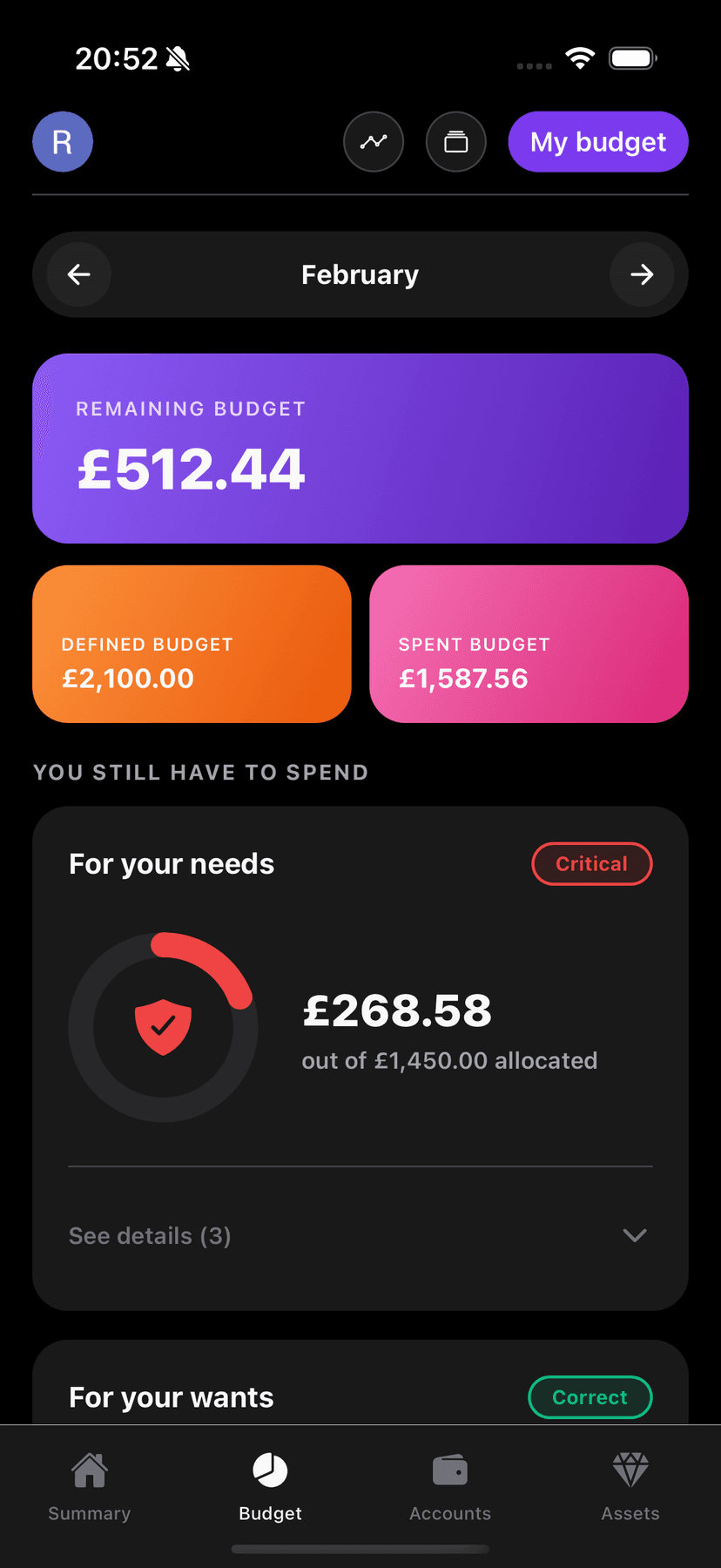 App presupuesto Trya en iPhone - gestión presupuesto estudiante