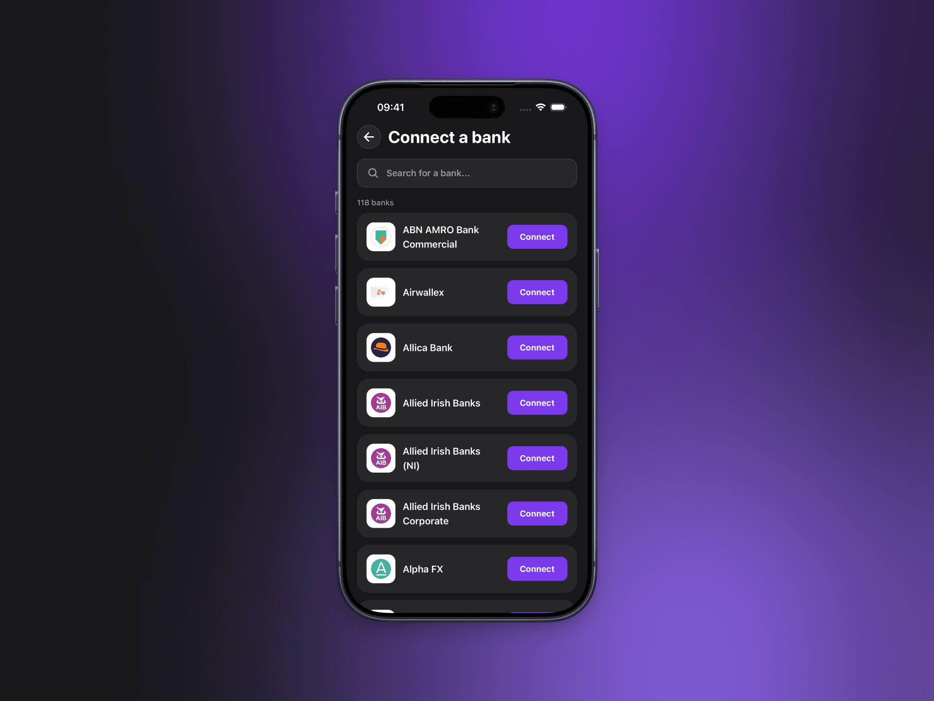 Trya — connect a bank